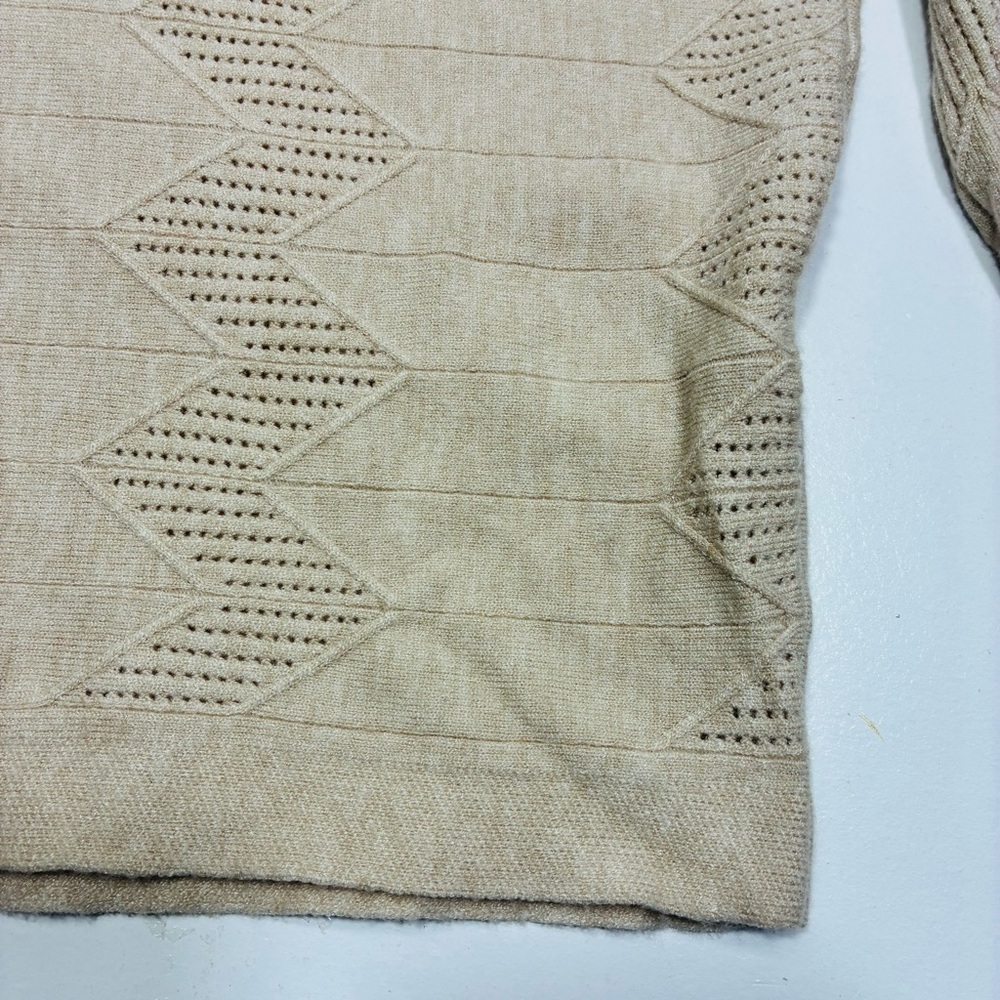 Vila Milano Womens Beige Knit Sweater Size Medium Long Sleeve Textured Chevron - Picture 8 of 11
